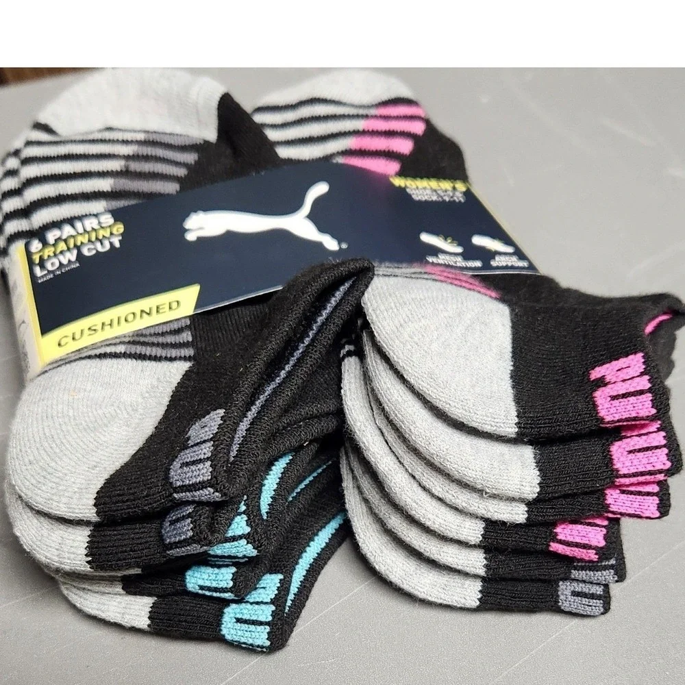 PUMA Low Cut Athletic Socks for Women, 6 Pairs, Sizes 5-9.5